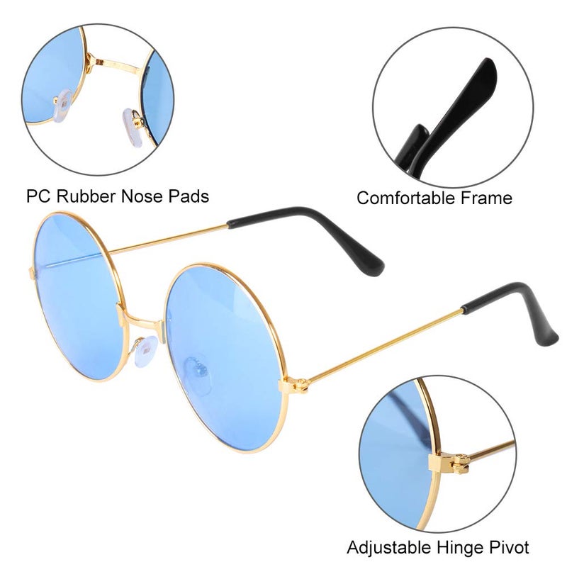 ONESING 8 Pairs Round Hippie Sunglasses Circle Sunglasses for Women John 60 's Style Circle Colored Glasses Disco Party - Image 3